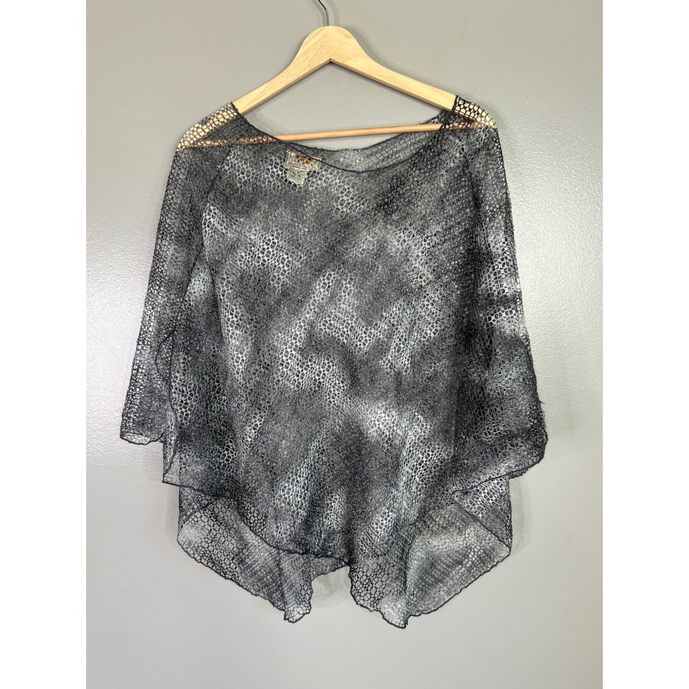 Vintage Route 66 gray black cutout poncho witchy gothic whimsical dark coquette